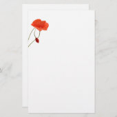 Papeterie Stationery with two poppies (Devant / Derrière)