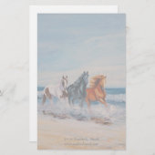 Papeterie Stationnaire, chevaux dans le surf (Devant / Derrière)