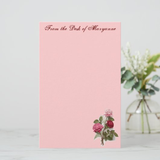 Papeterie Stationnaire fait sur commande rose victorien (Debout devant)