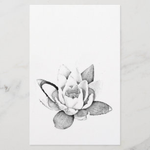 PAPETERIE STATIONNAIRE LOTUS EN NOIR ET BLANC