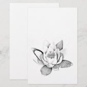 PAPETERIE STATIONNAIRE LOTUS EN NOIR ET BLANC (Devant / Derrière)