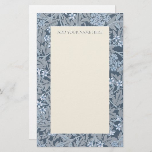 PAPETERIE STATIONNAIRE MOTIF WILLIAM MORRIS "JASMINE" (Devant / Derrière)