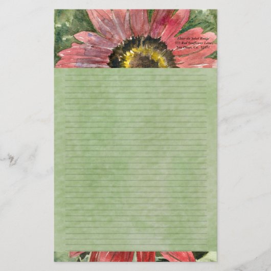 Papeterie Stationnaire personnalisé par aquarelle rouge de (Devant)