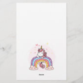 PAPETERIE STATIONNAIRE POUR ENFANTS : UNICORN SUR UNE BOULE  (Dos)