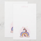 PAPETERIE STATIONNAIRE POUR ENFANTS : UNICORN SUR UNE BOULE  (Devant / Derrière)