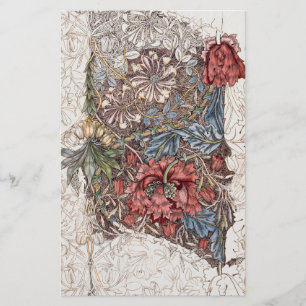 PAPETERIE STATIONNAIRE : WILLIAM MORRIS : HONEYSUCKLE +TULIP