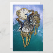 Papeterie Steampunk-Art Temps-Paix Sculpture (Devant / Derrière)