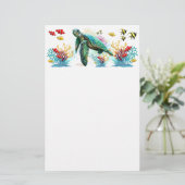 Papeterie Style d'aquarelle sous-marine de tortue marine (Debout devant)