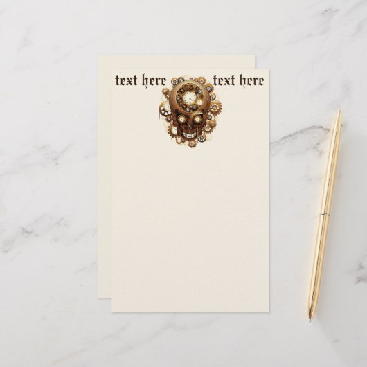 Papeterie Style gothique crâne vapeur (Devant/Arrière en situation)