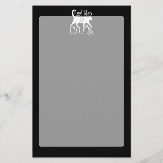 Papeterie Style Real Men Love Cats sur un décor noir (Devant)