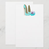 Papeterie Stylet de turquoise et art rose (Devant / Derrière)