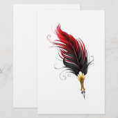 Papeterie Stylo rouge en plumes avec nib or (Devant / Derrière)