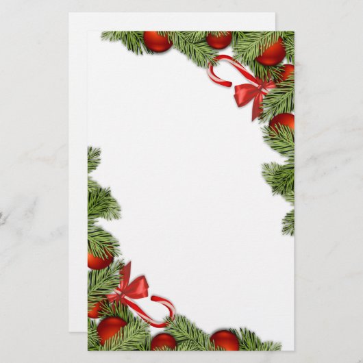 Papeterie Sucre de canne de Noël et détail d'arbre (Devant / Derrière)