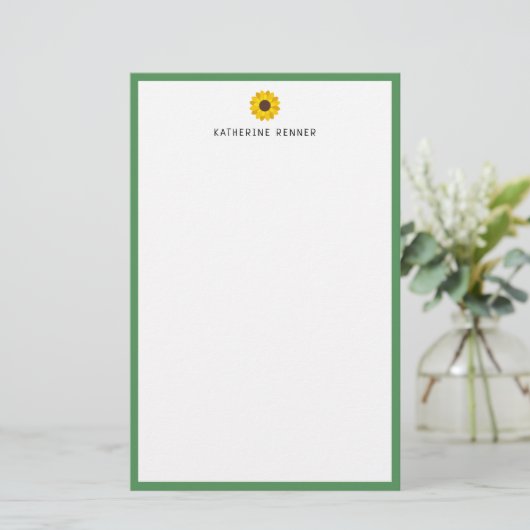 Papeterie Sunflower Green Border Pois Ajouter un nom (Debout devant)