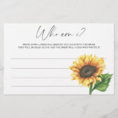 Papeterie Sunflower Qui suis-je jeu de douche nuptiale (Devant)