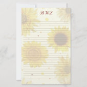 Papeterie Sunflowers Lined Monogram Writing Paper (Devant)