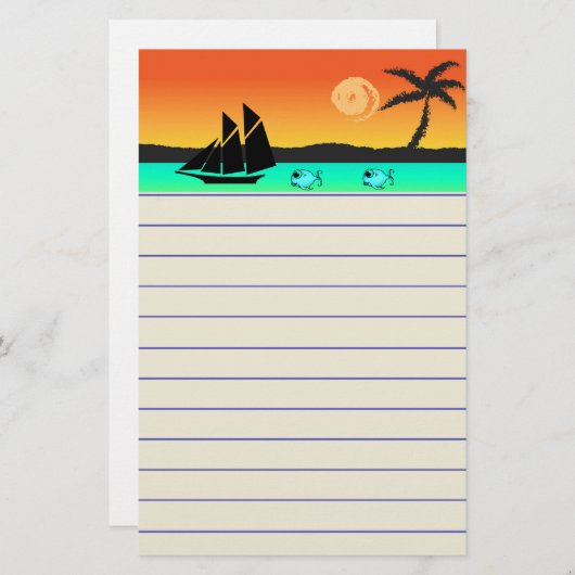 Papeterie Sunset de l'île (Devant / Derrière)