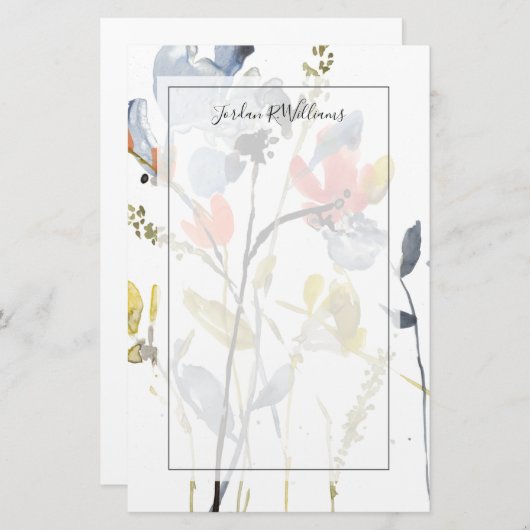 Papeterie Superposition de fleurs - Fleurs et tiges d'aquare (Devant / Derrière)