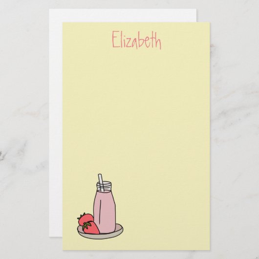 Papeterie Sweet strawberry milkshake rose cute (Devant / Derrière)