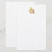 Papeterie Symbole Alpha et Oméga en or "3D" (Devant / Derrière)