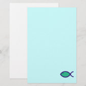 Papeterie Symbole chrétien de poissons - FORT ! - Aqua et (Devant / Derrière)