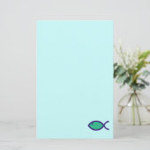 Papeterie Symbole chrétien de poissons - FORT ! - Aqua et (Debout devant)