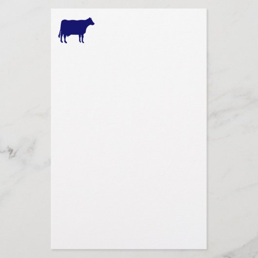 Papeterie Symbole de la vache - Bleu de marine sur blanc (Devant)