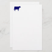 Papeterie Symbole de la vache - Bleu de marine sur blanc (Devant / Derrière)