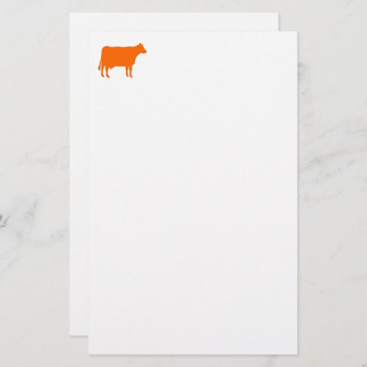 Papeterie Symbole de la vache - Orange sur blanc (Devant / Derrière)
