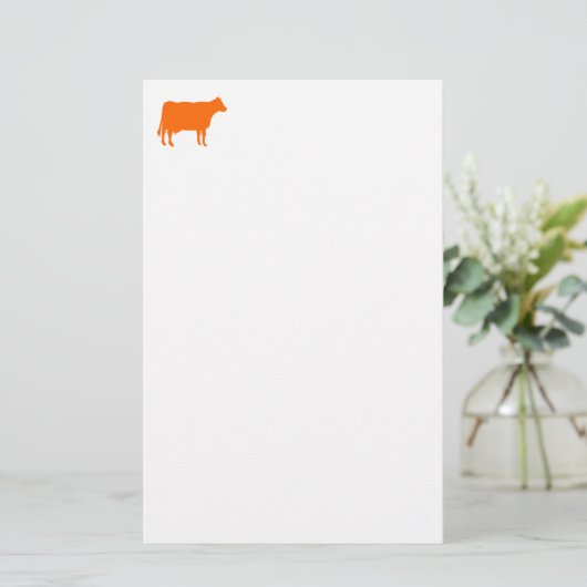 Papeterie Symbole de la vache - Orange sur blanc (Debout devant)