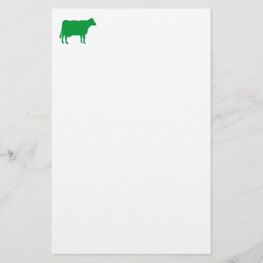 Papeterie Symbole de vache - Vert d'herbe sur blanc (Devant)