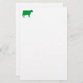 Papeterie Symbole de vache - Vert d'herbe sur blanc (Devant / Derrière)