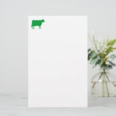 Papeterie Symbole de vache - Vert d'herbe sur blanc (Debout devant)