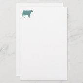 Papeterie Symbole de vache - Vert océan sur blanc (Devant / Derrière)