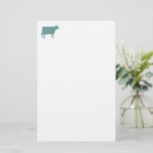 Papeterie Symbole de vache - Vert océan sur blanc (Debout devant)