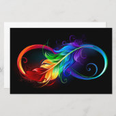 Papeterie Symbole d'infini avec plume arc-en-ciel (Devant / Derrière)
