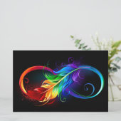 Papeterie Symbole d'infini avec plume arc-en-ciel (Debout devant)