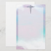 Papeterie Symbole Médicale Silver Caduceus Mother Pearl (Devant / Derrière)