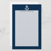 Papeterie Symbole nautique blanc/bleu d'Ancre (Devant / Derrière)