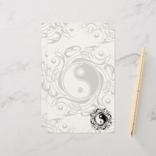 Papeterie Symbole Yin & Yang Style de tatouage noir et blanc