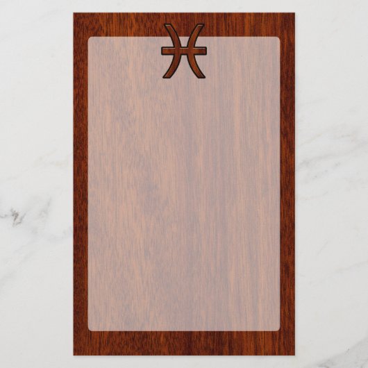 Papeterie Symbole Zodiac Pisces Style de grains de bois d'ac (Devant)
