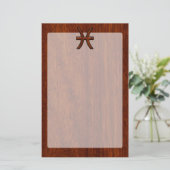 Papeterie Symbole Zodiac Pisces Style de grains de bois d'ac (Debout devant)