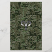 Papeterie Symbole Zodiac Silver Aries Camo numérique vert (Devant)