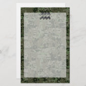 Papeterie Symbole Zodiaque Aquarius sur camo numérique vert  (Devant / Derrière)