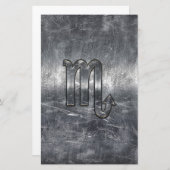 Papeterie Symbole zodiaque Scorpio en Grunge de style métall (Devant / Derrière)