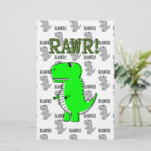 Papeterie T-Rex mignon et en colère avec Motif noir et blanc (Debout devant)