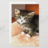 Papeterie Tabby Cat Kitten Portrait pour animaux (Devant / Derrière)