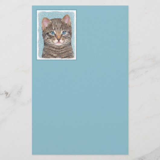 Papeterie Tabby Gris Peinture Chat - Cute Original Art Chat (Devant)