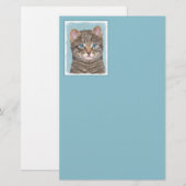 Papeterie Tabby Gris Peinture Chat - Cute Original Art Chat (Devant / Derrière)