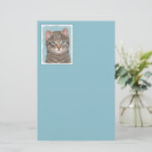 Papeterie Tabby Gris Peinture Chat - Cute Original Art Chat (Debout devant)
